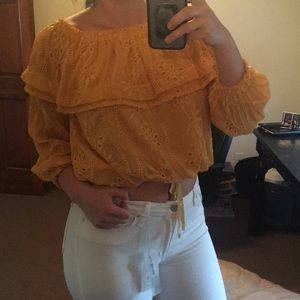 Off shoulder yellow blouse